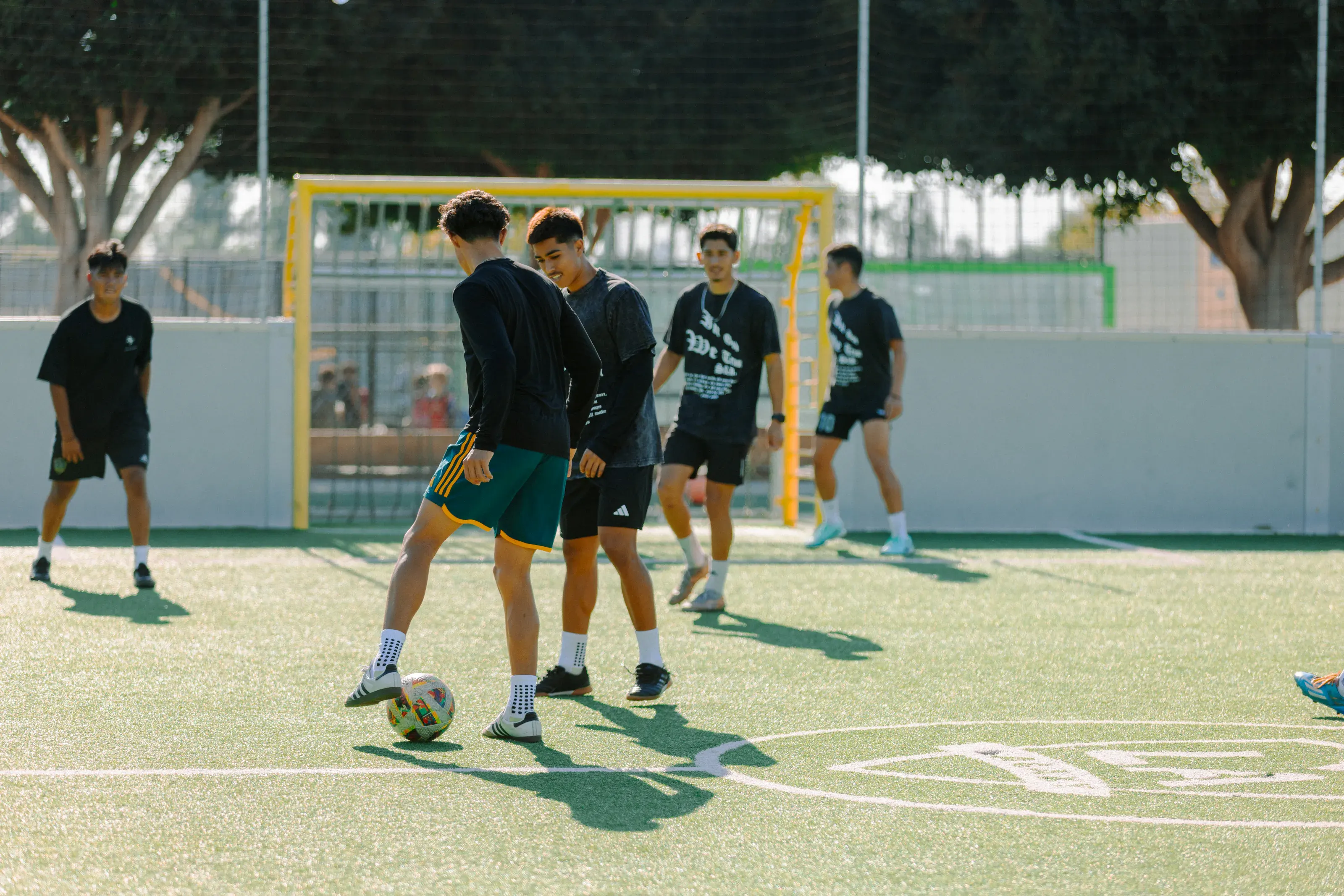 Soccer players facing up during a small-sided game