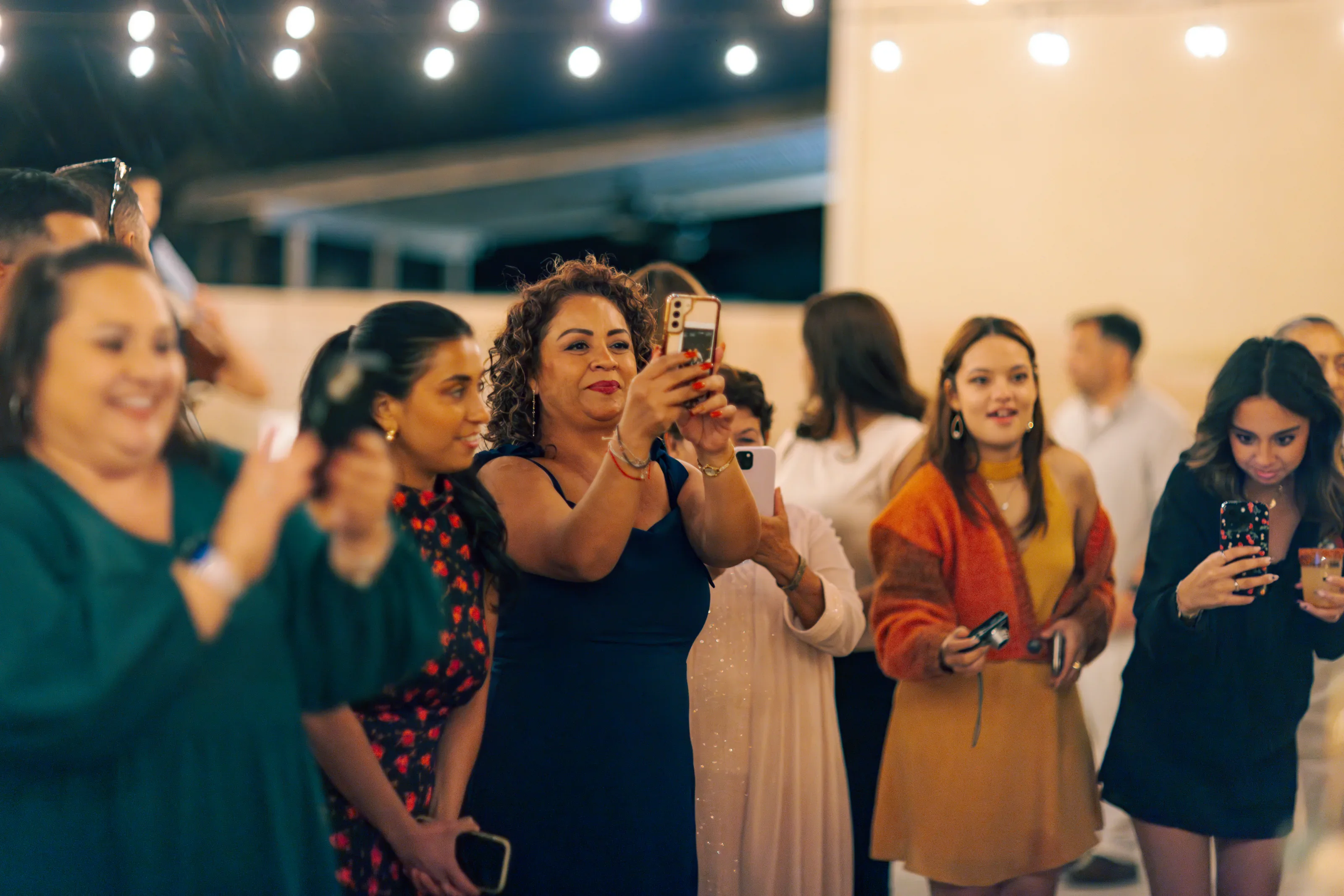 Friends and family celebrating together at the reception