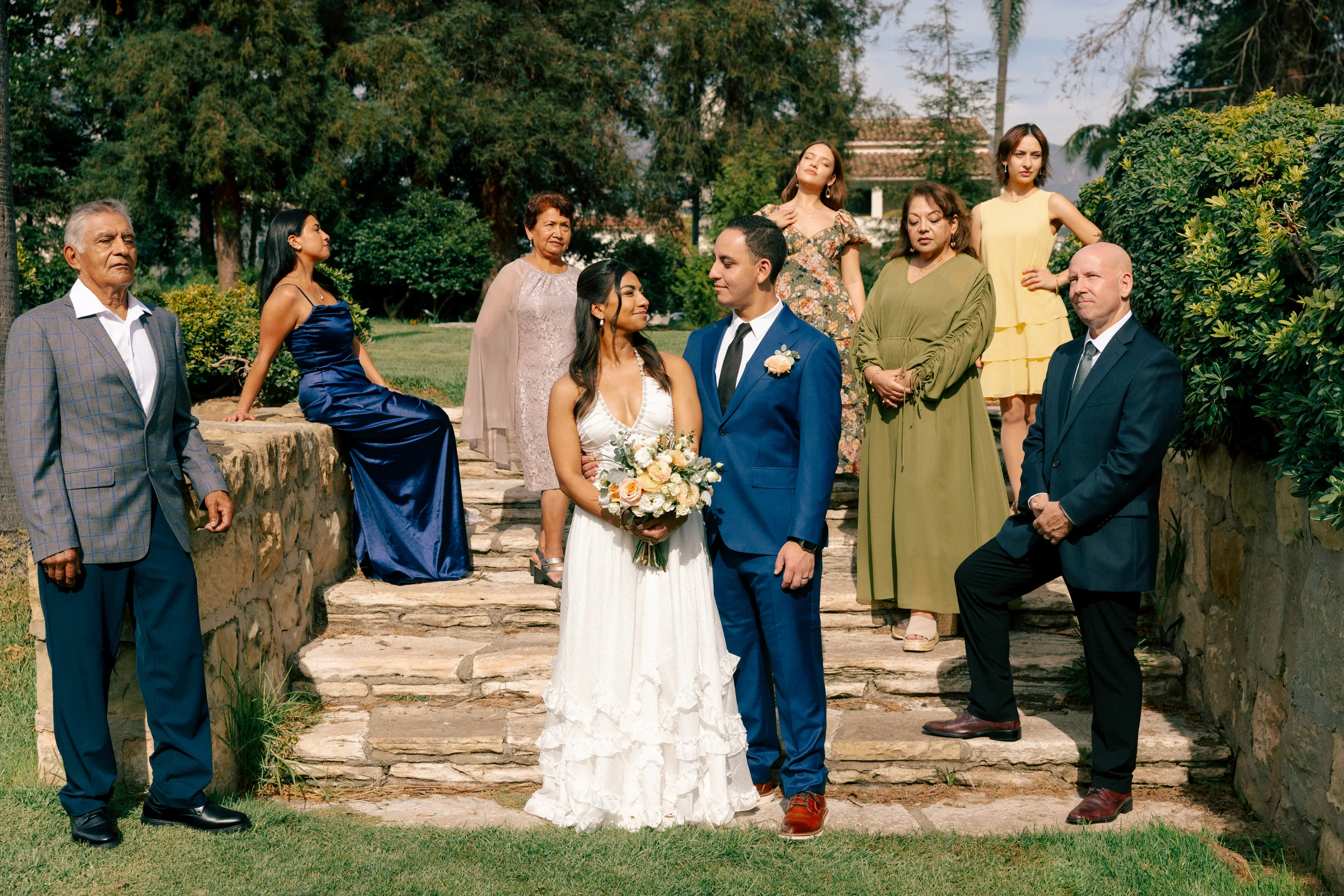 Wedding party portrait on the courthouse steps