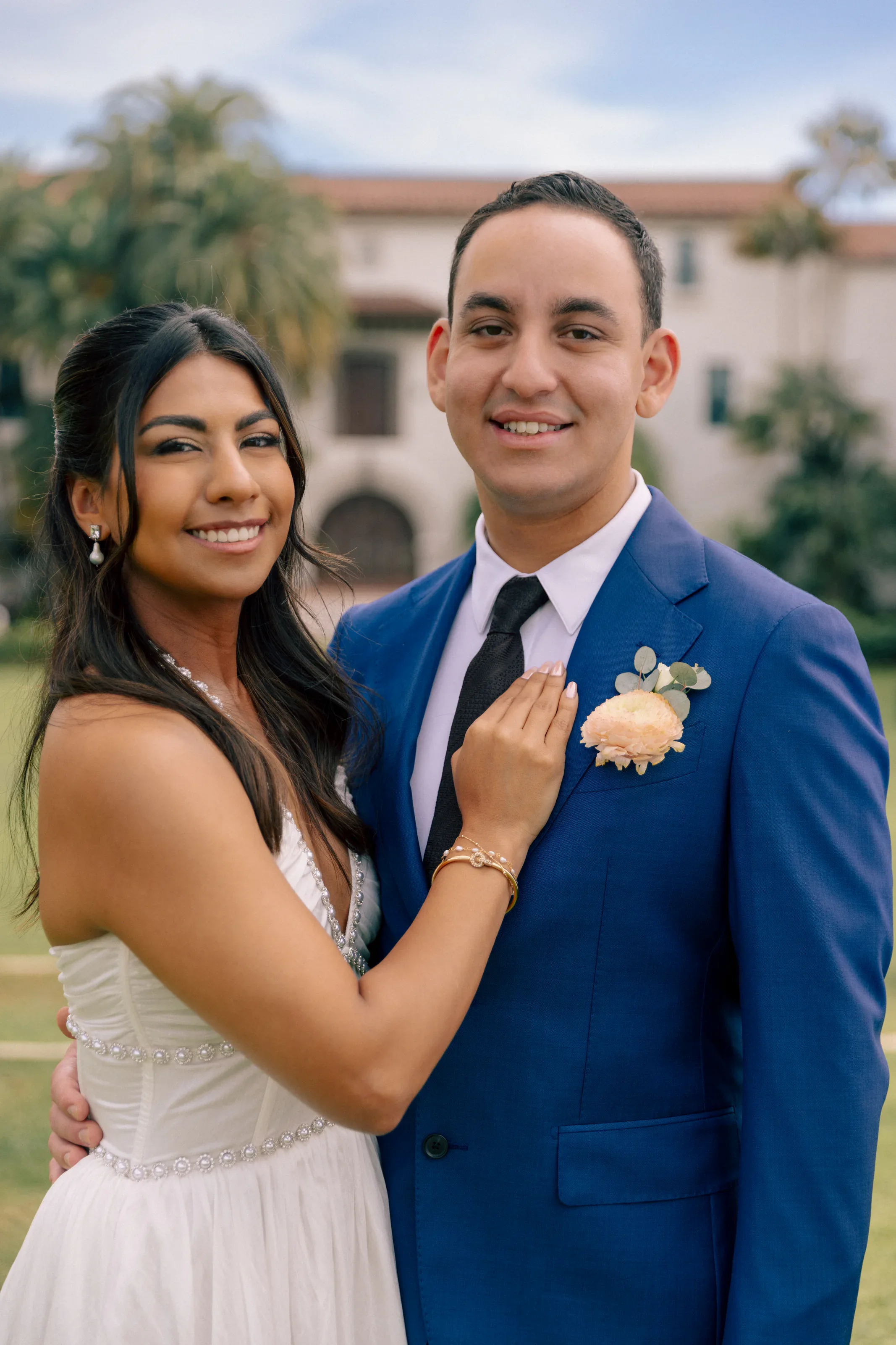 Warm close portrait of Laura and Daneil after their wedding